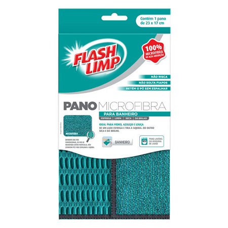 Pano Microfibra Para Banheiro 23x17 Flash Limp