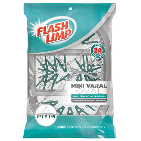 Mini Varal Oval 24 Prendedores Flash Limp
