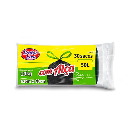 Saco Para Lixo Com Alça 50 Litros Embalixo 30 Unidades
