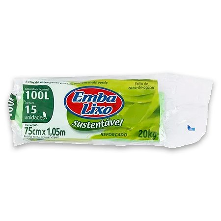 Saco de lixo Sustentável 100 Litros Embalixo 15 Unidades