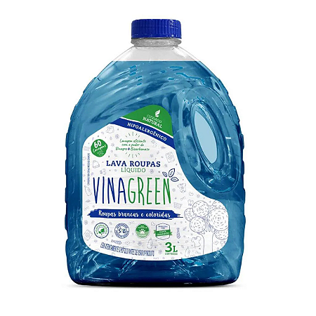 Vinagreen Lava Roupas Vegano Brancas e Coloridas 3 Litros