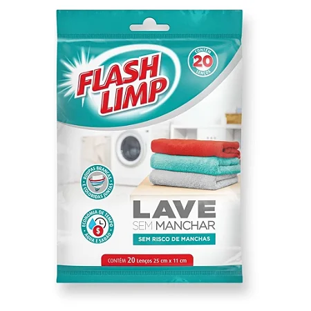 Flash Limp Lave Roupas Sem Manchar 20 Peças
