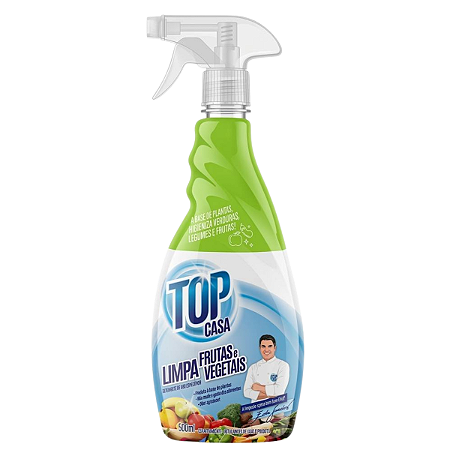 Limpa Frutas e Verduras Desinfeta Hortifruticolas Linha Edu Guedes 500ML com Gatilho Top Casa