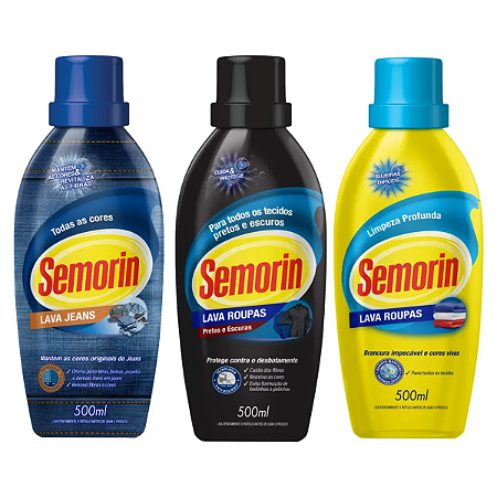 Semorin Kit Lavanderia Lava Roupas Pretas e Escuras + Lava Roupas Jeans + Lava Roupas Limpeza Profunda