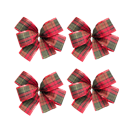 Laço Natal Xadrez Vermelho - Kit 12 unidades