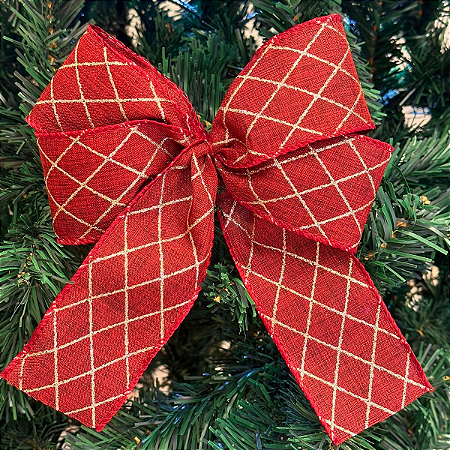 Laço Natal vermelho quadriculado - kit 12 unidades
