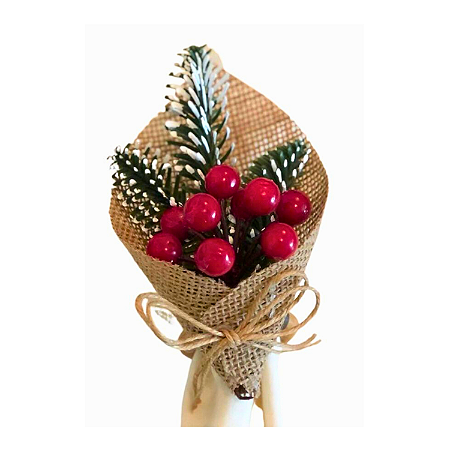 Anel Porta Guardanapo Natal Azevinho Fruta - Kit 06 unidades