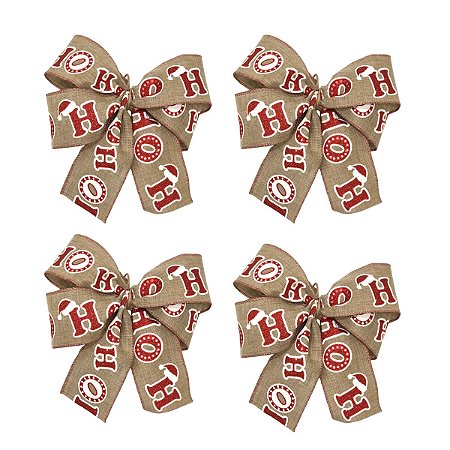 Laço rustico hoho vermelho Natal - Kit 18 unidades