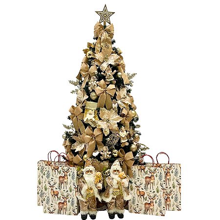 Árvore Natal Completa Enfeites Premium Pisca Led 2,10MT