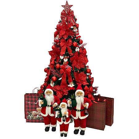 Kit de Enfeites Completo P/ Árvore de Natal Pisca Led 2,40MT