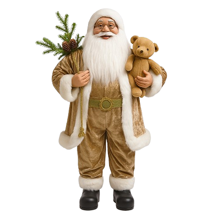 Papai Noel Dourado 45cm Decoração Árvore de Natal Luxo