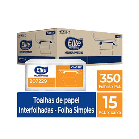 Kit 15 Papel Toalha Elite Interfoliado F Simples 5250 Folhas