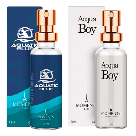 Kit 2 Perfumes Moments Paris Aquatic Blue + Acqua Boy 15ml