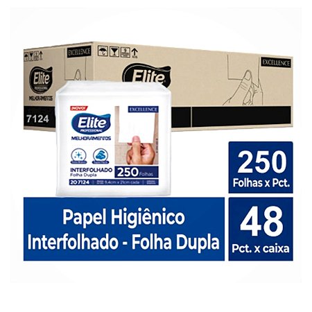 Caixa C/ 48 Papel Higiênico Interfolhado Fl Dupla - Elite Cai-Cai