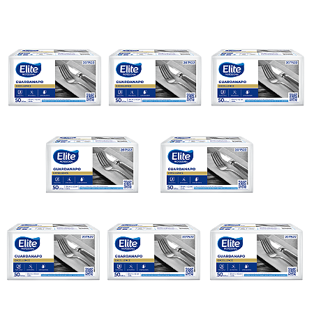 Guardanapo Excellence, Folha Dupla, Extra Branco, 50 Folhas, 39cm x 40cm - Kit c/ 8