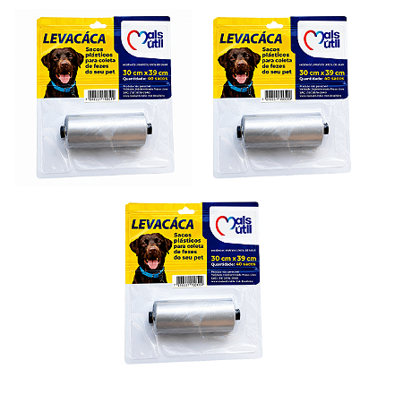 Kit 3 Cata Caca Cachorro 120 Sacos Higiênicos Pet