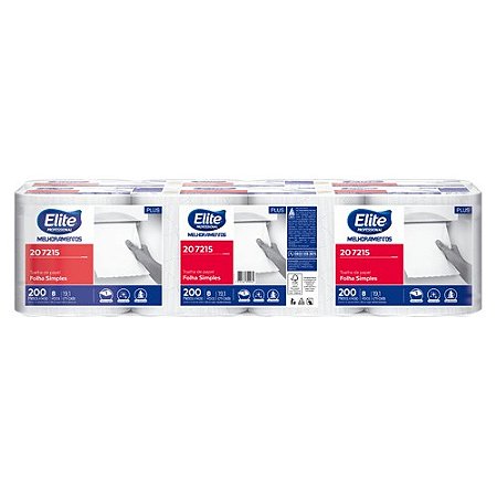 Toalha de Papel Rolo FS Plus Elite 8 Rolos 200m Alta Absorção