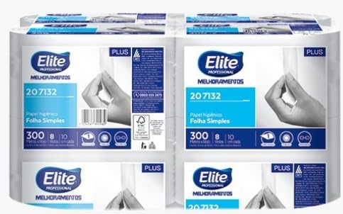 Papel Higiênico Rolo Plus Elite Folha Simples 8 Rolos 300m
