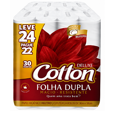 Papel Higiênico Cotton Folha Dupla Compacto L24P22 30m