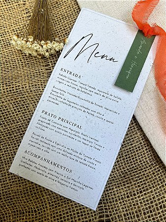 Menu / Cardápio de casamento com fita chiffon