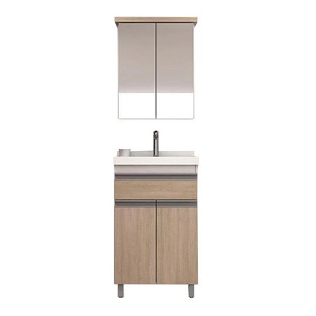 Kit de Banheiro Roma Branco/Carvalho Berlim 50cm Cewal
