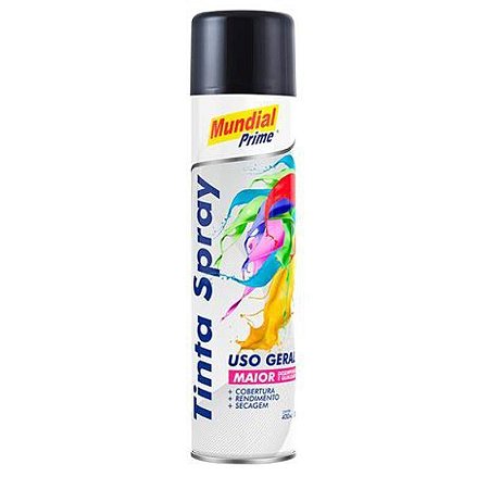 Tinta Spray Preto Brilhante 400ml Mundial Prime