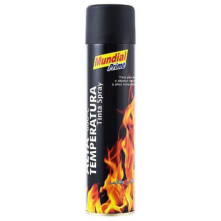 Tinta Spray Alta Temperatura Preto Fosco 400ml Mundial Prime