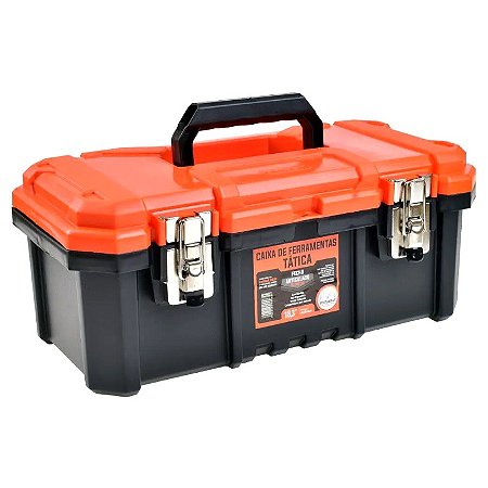 Caixa de Ferramentas Tática Laranja/Preta 18,3" Metasul 44x23