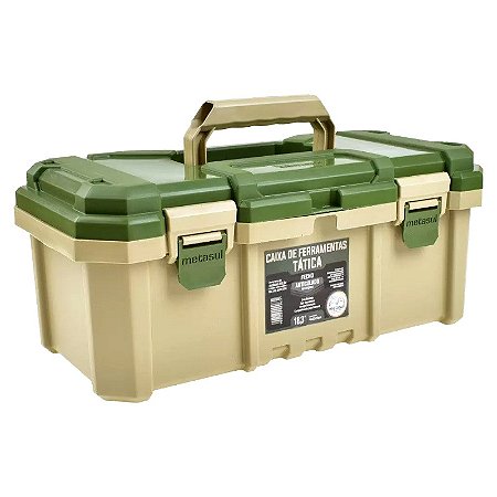 Caixa de Ferramentas Tática Verde/Bege 18,3" Metasul 44x23