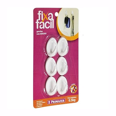 Gancho ABS com Adesivo 6 peças Primafer