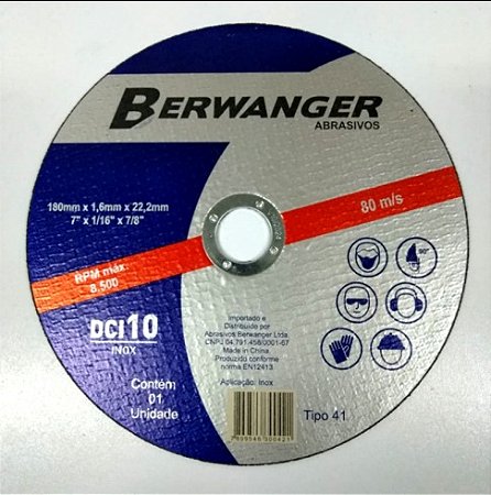 Disco Corte para Aço Inox 7" Berwanger