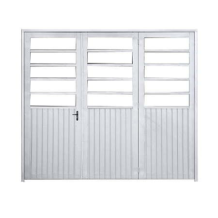 Portão 3 Folhas Vidro Fixo Galvanizado Maxiaço