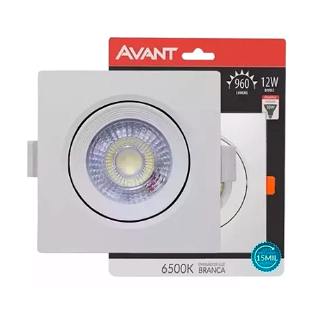 Spot Led Embutir Quadrado 12w Fria Avant