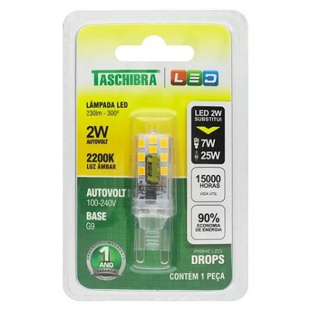 Lamp Led G9 2w Quente 220v Drops Taschibra