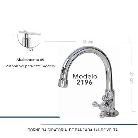 Torneira de Bancada 2196 Ptc69 Preta Clius