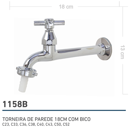 Torneira de parede C/bico 1158 Bc50 Clius
