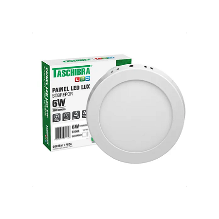 Painel Sobrepor Redondo 6w Fria Lux Taschibra
