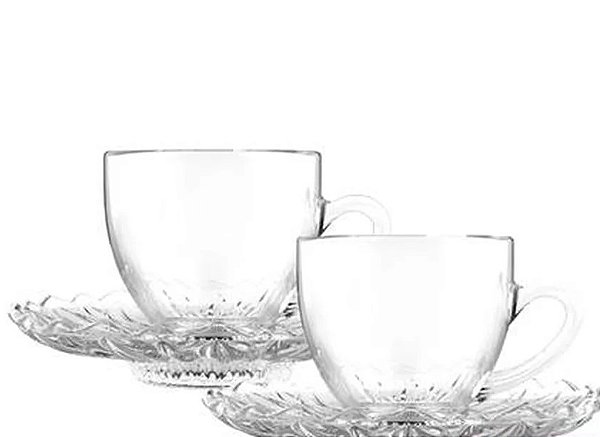 Conj. 2 Xicaras C/pires Vidro Plasvale