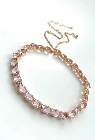 Choker Oval Rosa Cristal