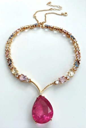 Colar Luxo Fúcsia Fusion