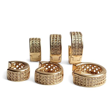 Brinco Trio Argola Cravejada