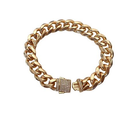 Pulseira Lisa Fecho Cravejado