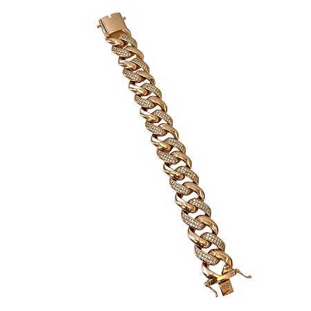 Pulseira Elo Cravejado e Liso