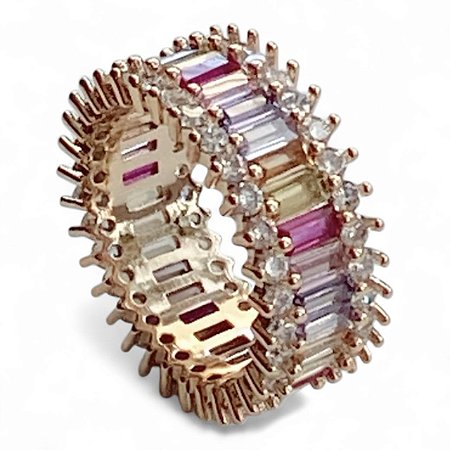 Anel Pedra Colorida e Zircônia