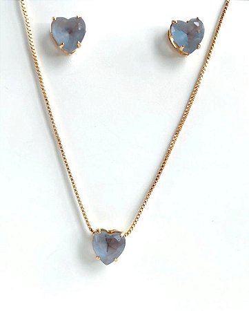 Conjunto Coração Tanzanita Fusion