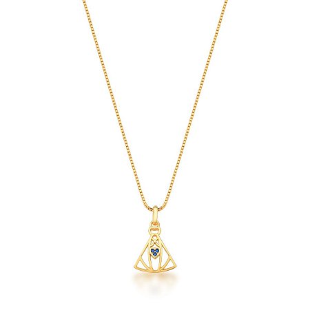 Colar com Pingente Nossa Senhora Aparecida Safira