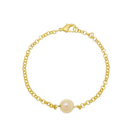 Pulseira Elo e Pérola Barroca