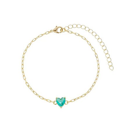 Pulseira Coração Cristal Turmalina