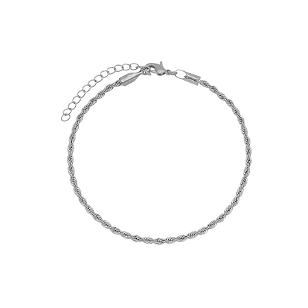 Pulseira Cordão Baiano Ródio Branco