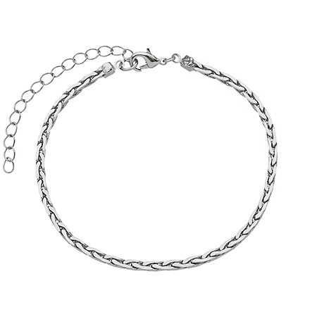 Pulseira Trançada Ródio Branco